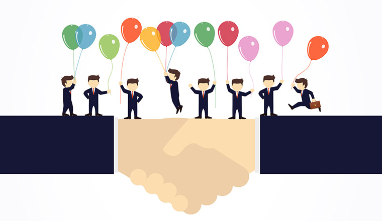 Group of people on a handshake