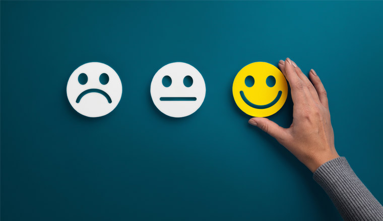 A picture of three emotion faces