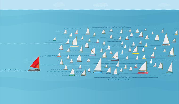 A picture of a yacht race