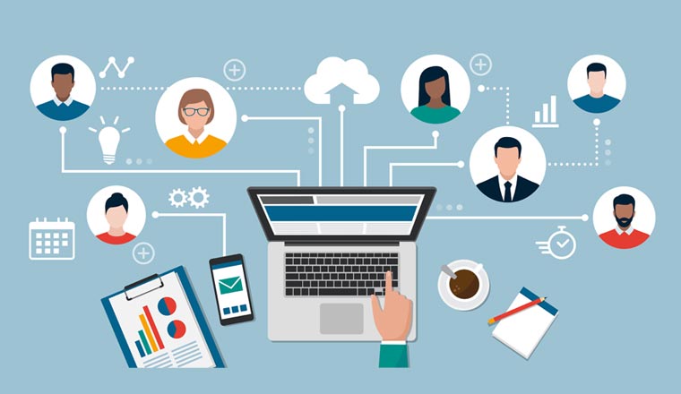 A picture of a company management network