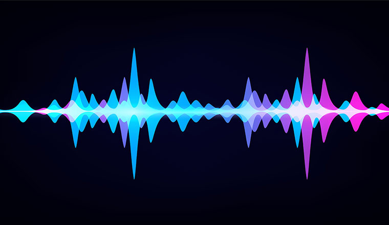 Vector waveform on dark background like soundtracks digital pattern