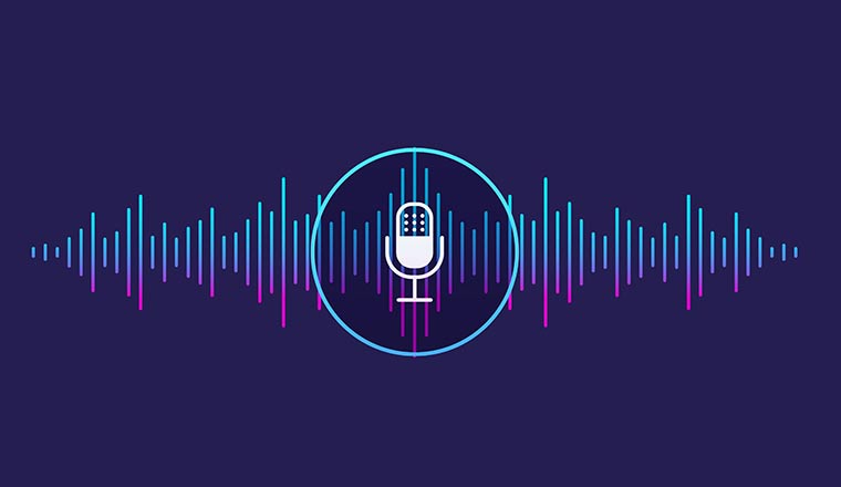 Sound wave with microphone icon.