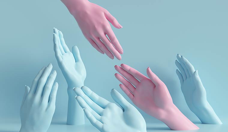 partnership concept of hands reaching out