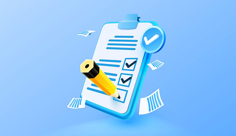 Clipboard survey concept illustration