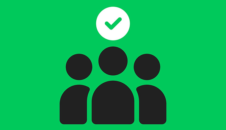 Illustration of people outlines with green tick