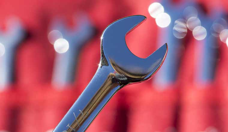 Tune up concept with close up of spanner