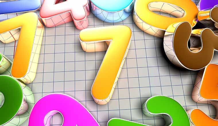 Number 7 surrounded by numbers