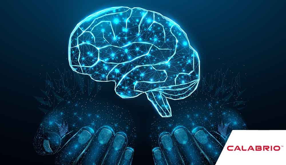 Ai brain being held by hands