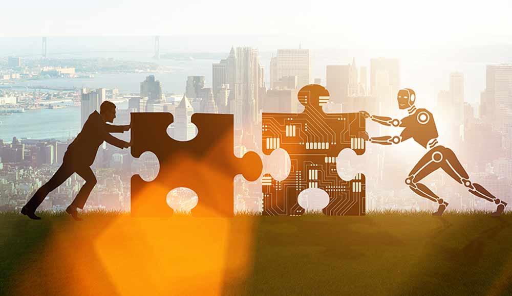 Robot and human cooperating in jigsaw puzzle