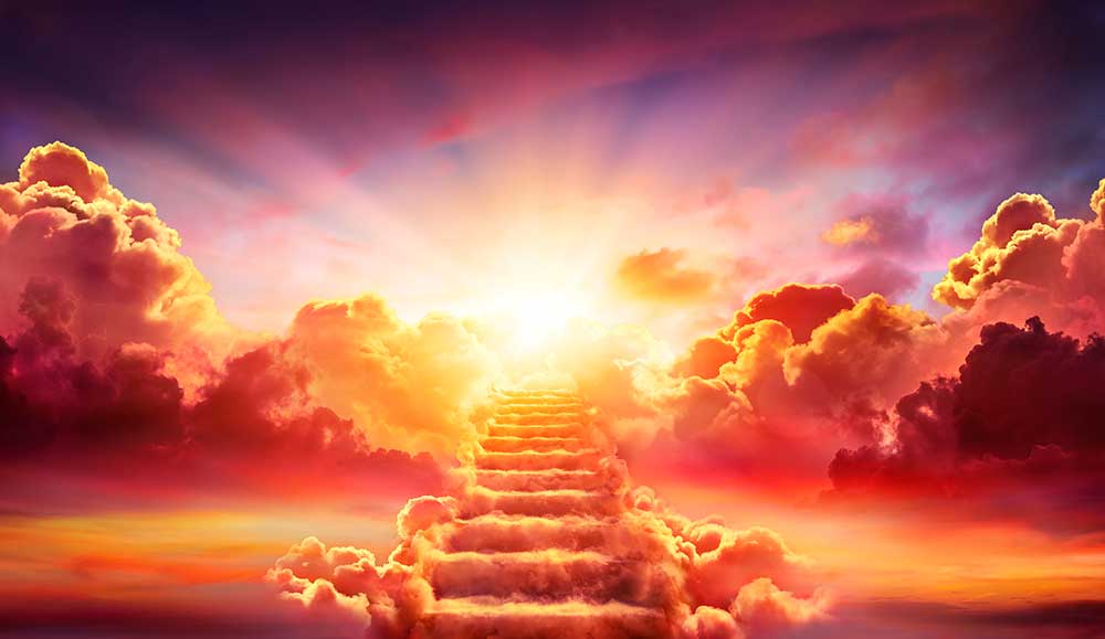 steps into the sunset and clouds