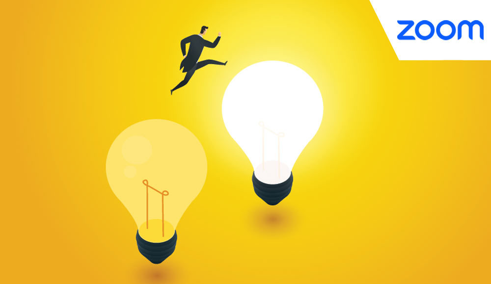 two lightbulbs with a person jumping from one to the other