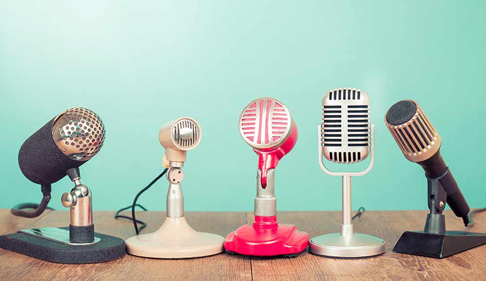 Five retro microphones