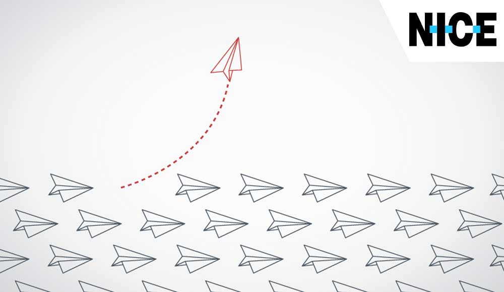 Think differently concept. Red airplane changing direction.