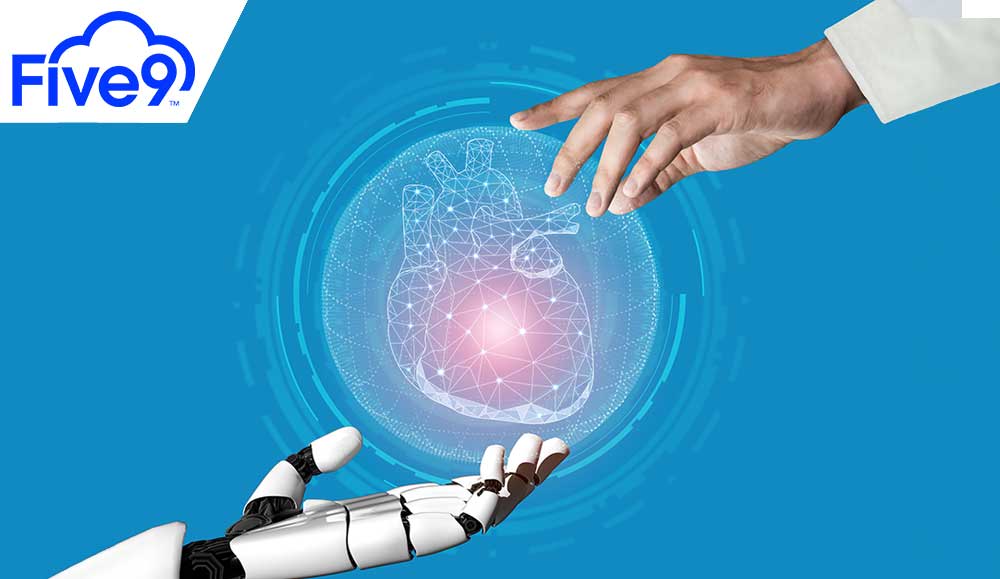 AI robot and human hand in healthcare concept