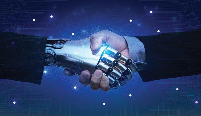 Human and Robot shaking hands