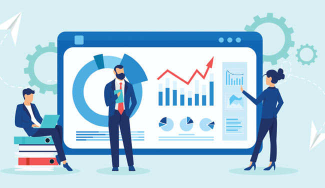 Dashboards and reporting on a screen vector