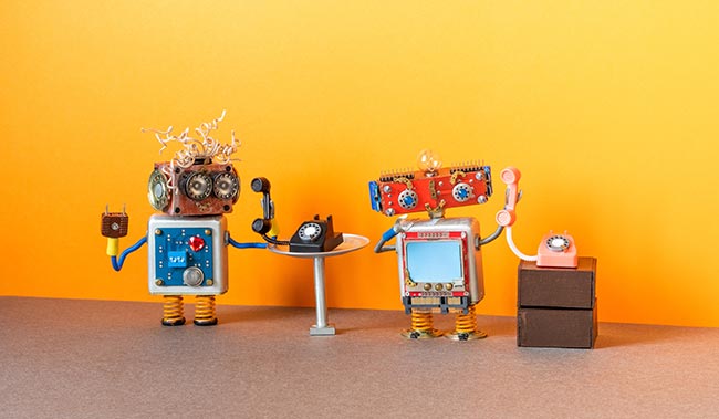 robots talking on the phone