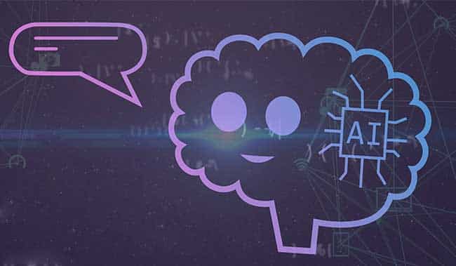 AI text in brain and speech bubble - Speech Analytics Concept