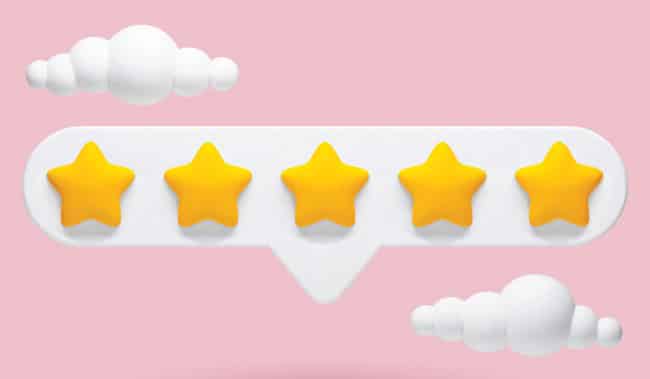5 Stars with 2 clouds on a pink background