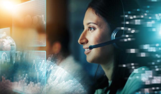 Virtual consultant, agent or telecom person with futuristic overlay