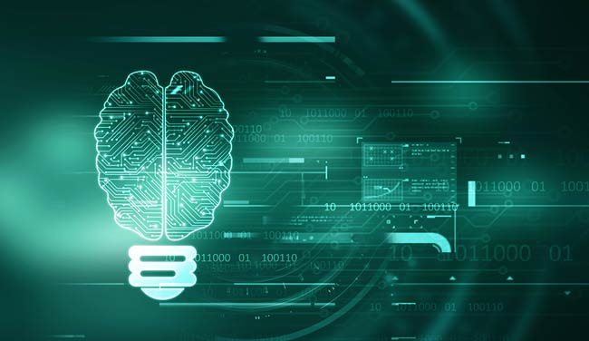 AI thinking concept with lightbulb