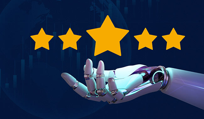 Robot holding 5 stars