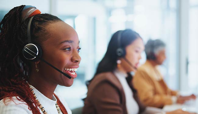 Call centre workers in an office