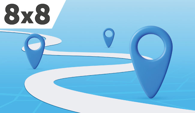 Road map with pin points on it on a blue background