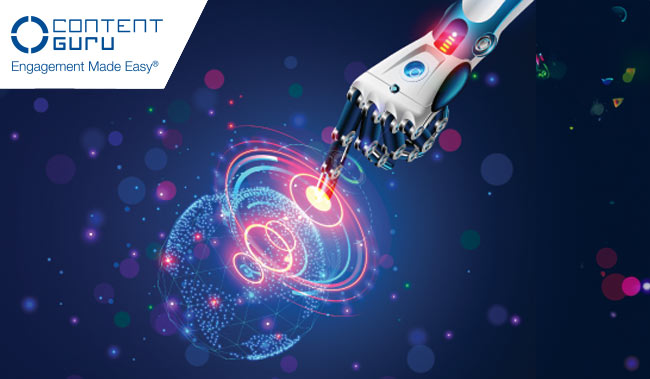 Robot hand touching a global network concept