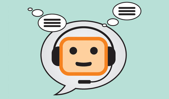 Vector illustration of robot wearing a call centre headset