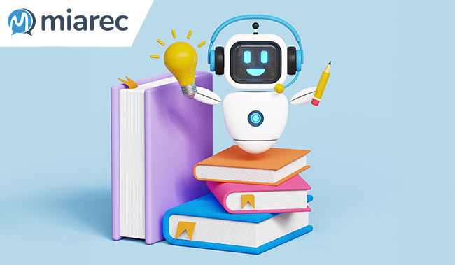 3d smart AI chatbot with books and idea lightbulb