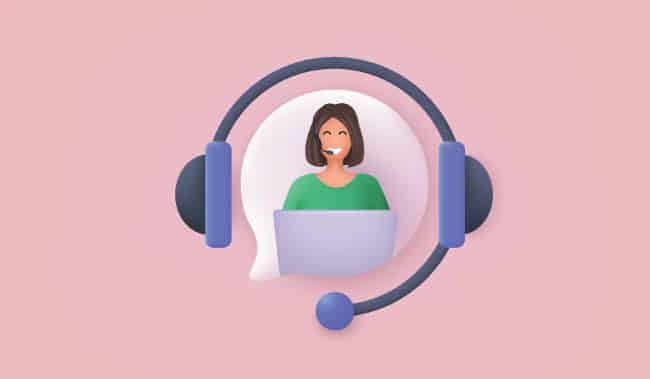 Call Centre headset on a pink background