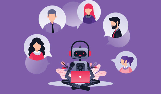 Vector illustration, customer service, chatbot hotline operator