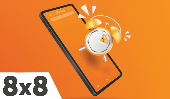 A smart phone with a clock over it