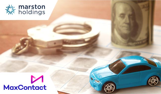 car and police handcuff on fingerprint crime page file with bank notes