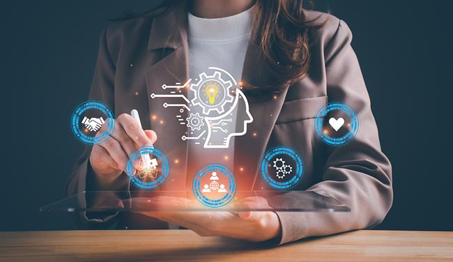 Leadership skills concept with icons