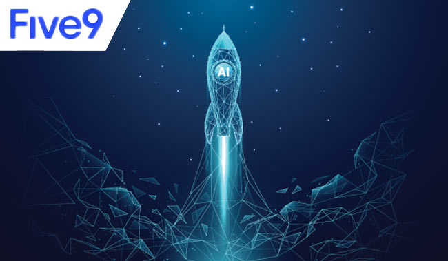 Rocket launching with the word AI in it