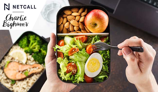 Healthy lunch at office workplace