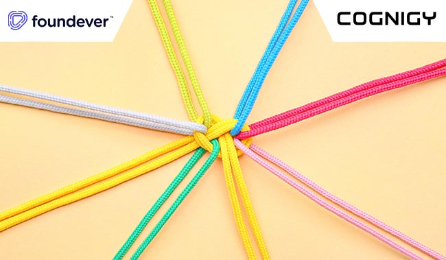 Ropes being tied together in the middle on a yellow background