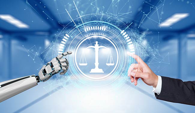 A robot hand and a human hand touch each other a with beam balance