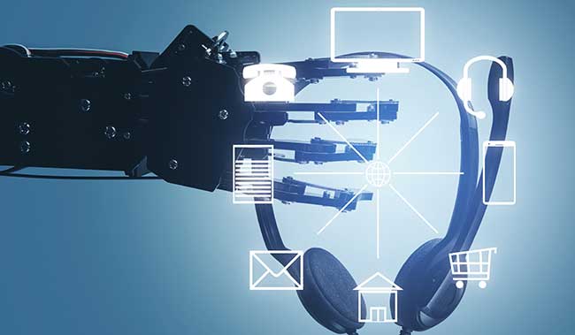 Real robot's hand with headse