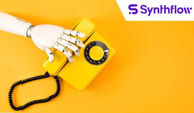 Telephone being help by a robots hand