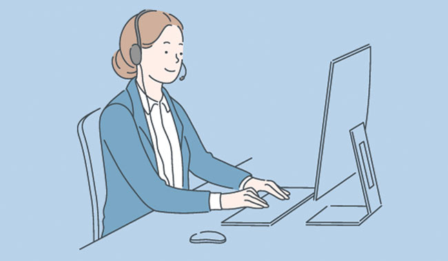 Call Centre worker sat at their desk - vector