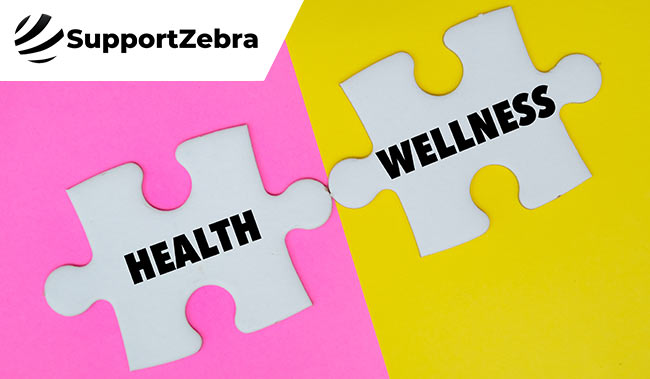 The words 'Health' and 'Wellness' on 2 puzzle pieces