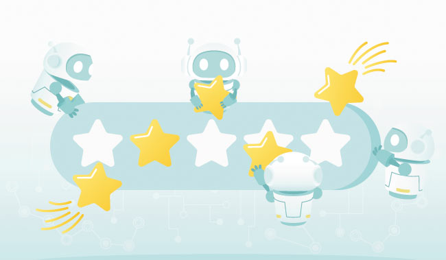 Robots laying out 5 stars