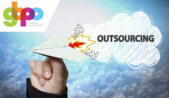 Launch concept with the word outsourcing