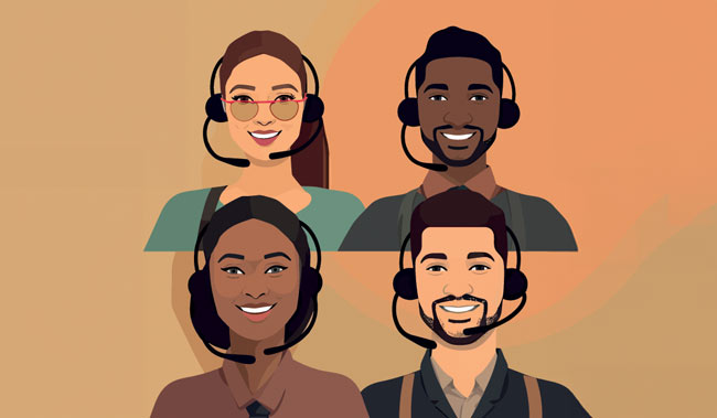 Four customer support agents