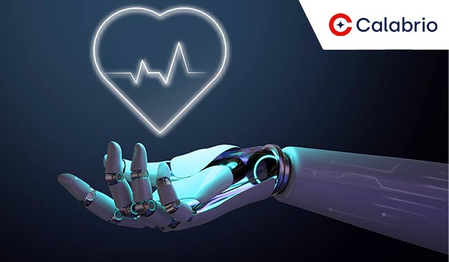 Robot with his hand out and a heart outline