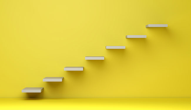 7 steps on a yellow background