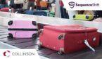 suitcases on a baggage carousel at an airport during a busy travel day
